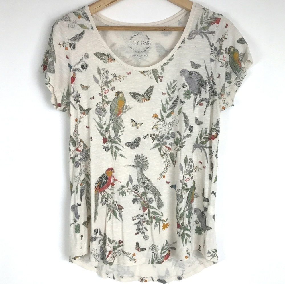 Lucky Brand Tee | Birds & Butterflies Graphic